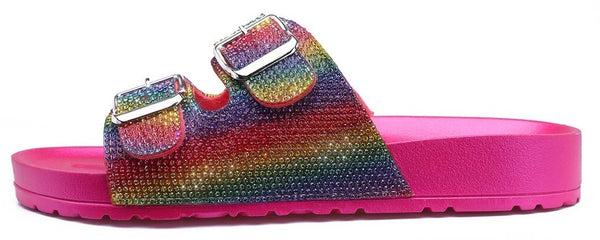 Cape Robbin Minecrft Slide Sandal Fuchsia Slip On Open Toe Buckle Mule Sandals