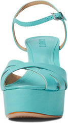 Schutz Keefa River Acqua Open Toe Buckle Ankle Strap Platforms Heeled Sandals