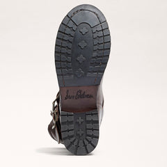Sam Edelman Lulah Dark Brown Leather Buckle Detailed Rounded Toe Ankle Boots