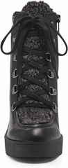 Jessica Simpson Maelyn Wedge Platform Almond-Toe Lace-up Ankle Boots Black Combo