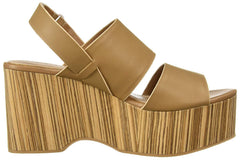 Kelsi Dagger Brooklyn Nash Tan Platform Mule Open Toe Heeled Dress Sandals