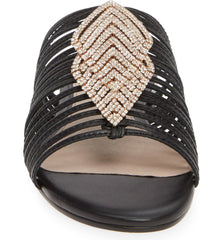 Cecelia New York Darleen Slide Sandal Black/Silver Stone Slip On Caged Mule Flat