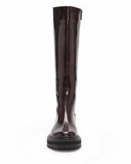 Vince Camuto Phrancie Eggplant Knee High Moto Chic Lug Sole Tall Fashion Boot