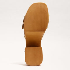 Sam Edelman Marcia Jute Leather Squared Open Toe Slip On Block Heeled Sandals