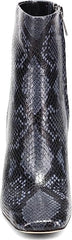 Sam Edelman Codie Marina Blue Snake Side Zipper Squared Toe Wide Fashion Boots