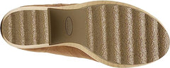 Dr Scholl's Win Over Honey Suede Block Heel Wood Platform Clog Ankle Boots