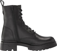 Steve Madden Jamisyn Black Leather Fashion Lace Up Ankle Chunky Combat Boots