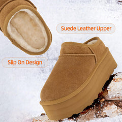 6109 Ultra Mini Brown Platform Ankle Boots Slippers Fur Interior Winter Boots 8