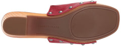 Lucky Brand FINEENA HIGH Heel Clog Garnet Red Leather Open Toe Mule