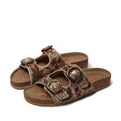 Sam Edelman Orianna Sunset Multi Sequin Beads Open Toe Double Strap Slide Sandal