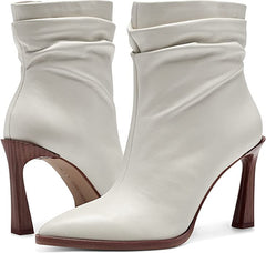 Vince Camuto Presindal New Cream White Leather Pointed Toe Ankle Slouchy Boot
