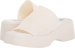 Steve Madden Slinky30 White Fashion Slip On Retro Platform Slide Wedge Sandals 10