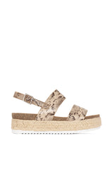 Kaz Espadrilles Rubber Trim Sole Ankle Buckle Open Toe Wedge Sandals (6.5, Python)