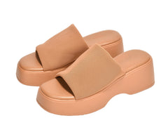 KK PAIR OF KINGS Platform Sandals Women Wedges Slides Chunky Heels Wedge Sandals Fabric Mule Fitted Cloud Lightweight Shoes Slipper +Memory Foam