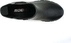 Soda Pioneer Black Lug Sole Mid Heel Gore Chelsea Fashion Ankle Elastic Booties