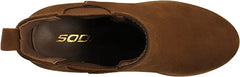 Soda Jaber Chestnut Chunky Lug Sole Elastic Gore Pull On Wide Chelsea Ankle Boot