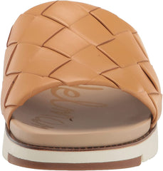 Sam Edelman Adaley Natural Sand Open Toe Slip On Leather Chunky Slides Sandals
