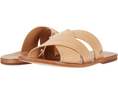 Sam Edelman Maxine Nude Leather Open Toe Slip On Slide Flat Leather Slides