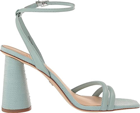 Sam Edelman Kia Tide Blue Squared Open Toe Ankle Strap Block Heeled Sandals