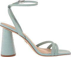 Sam Edelman Kia Tide Blue Squared Open Toe Ankle Strap Block Heeled Sandals