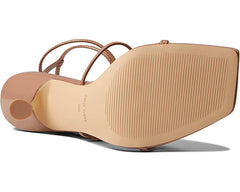 Nine West Aves3 Natural Clay Square Open Toe Ankle Strap Cylindrical Heel Sandal