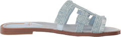 Sam Edelman Bay Riviera Blue Rounded Toe Slip On Leather Strap Slides Sandals