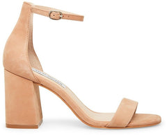 Steve Madden Gracelynn Camel Nubuck Rounded Open Toe Ankle Strap Platform Sandal