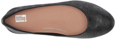FitFlop Varya Black Flower Fashion Slip On  Embossed Ballerinas Ballet Flat 7.5