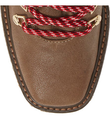 Cecelia New York Helga Natural Brown Hiker Lace up Wedge Platform Ankle Booties