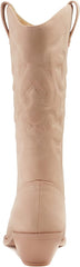 Soda Reno Lt-pink Metallic Pu Western Cowboy Stitched Pointed Toe Fashion Boots