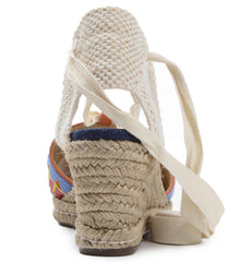 Schutz Bess Blue Denim Tie Up Wedge Platform Pump Espadrille Summer Pump Sandals