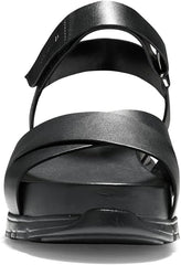 Cole Haan Zerogrand Sandal II Black Leather Ankle Strap Open Toe Flat Sandals