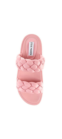 Steve Madden Hillary Pink Slip On Rounded Open Toe Platform Braided Sandal