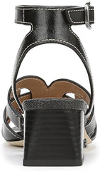 Sam Edelman Wayla Black Leather Ankle Strap Square Open Toe Block Heeled Sandals