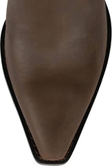 Jeffrey Campbell Dagget Brown Mid-Calf Pointed Toe Western Block Heeled Boots