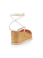 Jimmy Choo Drive 60 Latte Elegant Platform Lace Up Fashion Wedges Sandals 41.5