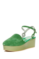 Ivy Kirzhner Plato Grass Green Suede Closed Toe Platform Ankle Strap Sandal