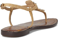 Sam Edelman Gigi Bleached Beechwood Embossed Open Toe Ankle Strap Flats Sandals