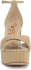 Sam Edelman Jullian Bleached Beechwood Open Toe Ankle Strap Block Heeled Sandals