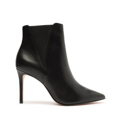 Schutz Black Leather Bootie  Pointed Toe Willowy High Heels Chelsea Boots