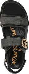 Sam Edelman Arlo Black Basketweave Open Toe Velcro Straps Raffia Sport Sandals
