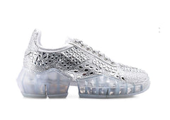 LUXEMODA BENAYGA SILVER RHINESTONE PLATFORM FREAK YOU OUT DIAMOND SNEAKERS