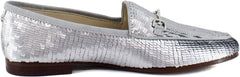 Sam Edelman Loraine Matte Silver Sequin Chain Detailed Slip On Flat Vamp Loafers
