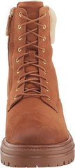 Sam Edelman Aleia Saddle/Natural Rounded Toe Lug Sole Lace Up Combat Ankle Boots