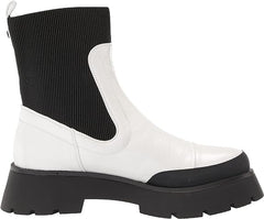Circus By Sam Edelman Larissa White Rounded Toe Pull On Chunky Heel Ankle Boots