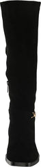 Sam Edelman Clive Black Suede Squared Toe Stacked Heel Knee High Fashion Boots