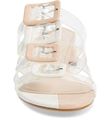Cecelia New York Lincoln Slide Sandal Nude Alabaster Clear Transparent Mules