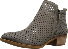 Lucky Brand Basel3 Dark Stone Nubuck Double Zipper Block Heel Ankle Booties