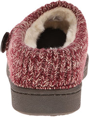 Clarks Burgundy Knitted Collar Winter Clog Rounded Closed Toe Slipper-Wide