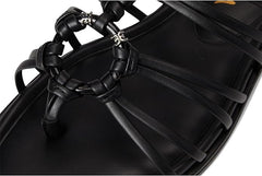 Sam Edelman Raye Black Open Toe Strappy Gladiator Ankle Strap Flat Sandals